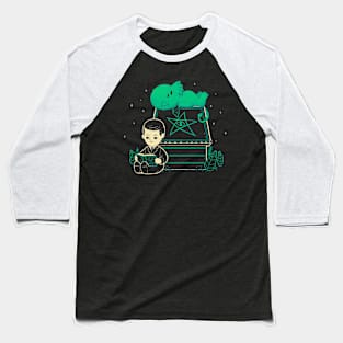 Cute Cthulhu and Lovecraft on House Baseball T-Shirt